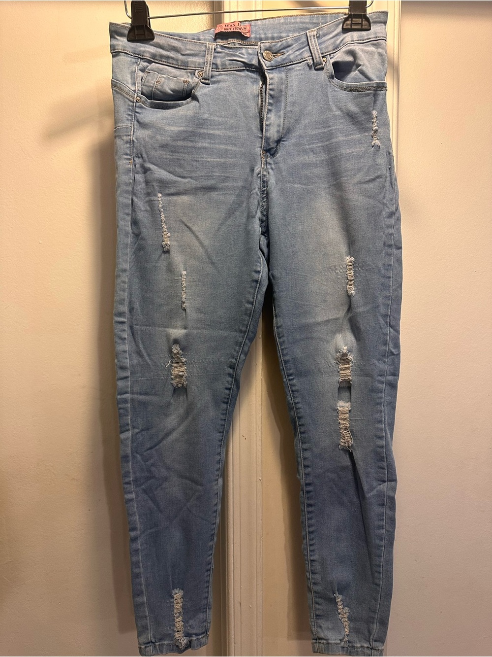 Wax Jean Light Wash Distressed Skinny Jeans